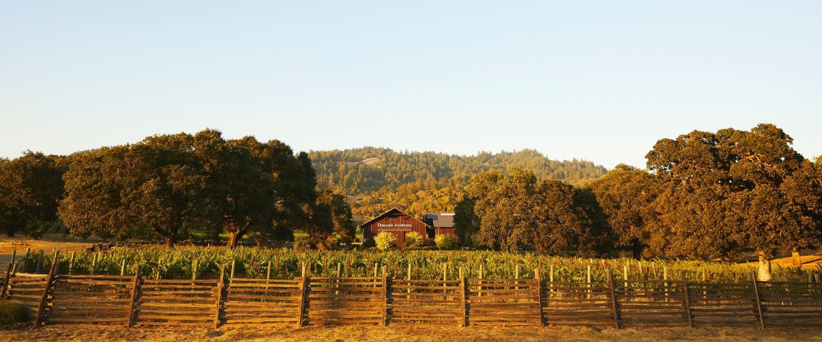 Domaine Anderson winery seen from Highway 128 in Philo, California