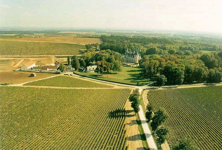 Aerial view of the Ladoucette, Château du Nozet estate