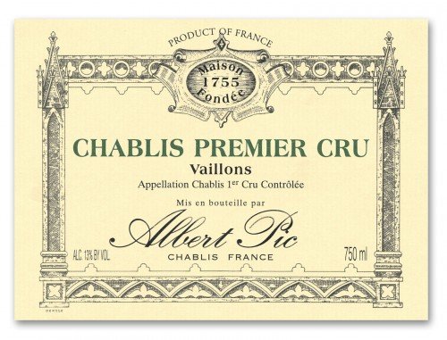 Label for {materiallist:brand_name} Chablis Premier Cru Vaillons {materiallist:vintage}