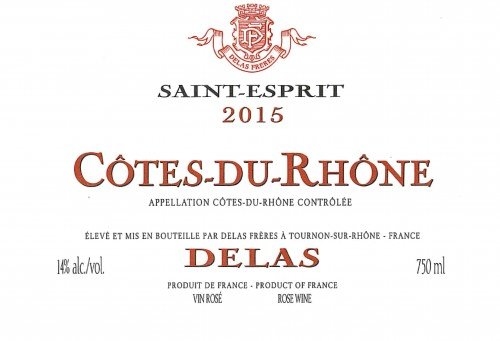 Label for {materiallist:brand_name} Côtes-du-Rhône ‘St. Esprit’ Rose {materiallist:vintage}