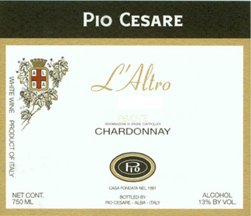 Label for {materiallist:brand_name} Chardonnay L’Altro DOC {materiallist:vintage}
