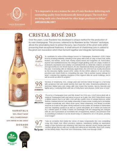 Sell Sheet for {materiallist:brand_name} Cristal Rosé 2013