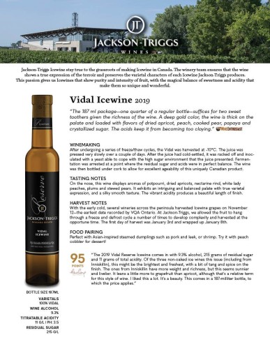 Sell Sheet for {materiallist:brand_name} Jackson Triggs Vidal 2019