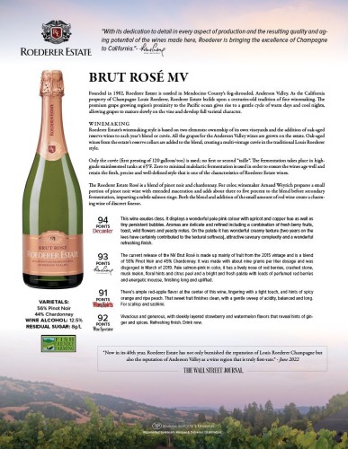 Sell Sheet for {materiallist:brand_name} Brut Rosé Multi-Vintage